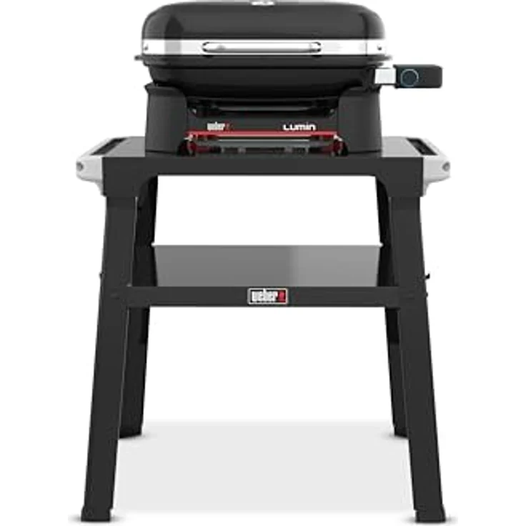 Weber Lumin Compact Elektrogrill mit Standfuß, 315 °C, Gusseisenroste, 43 x 32 cm Grillfläche, Schwarz (1501653) – Bild 1