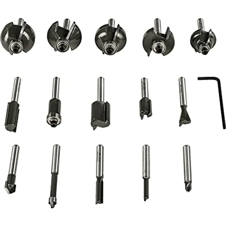RYOBI - RAKRBS15 RAKRBS15 15-teiliges Set mit 6 mm Schaft (Feile, gerade, V-Nut, Nut, Nut, Abkantung, Schwalbenschwanz, Weichkante, Rundung, Falz) – Bild 1