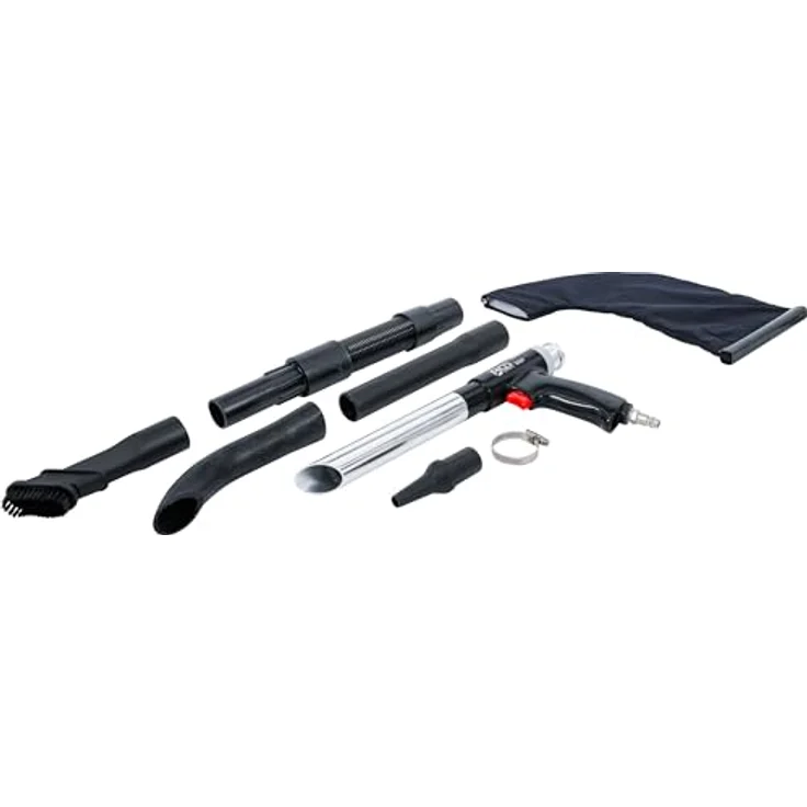 BGS Druckluftaufsatz, Druckluft-Saug- / Blaspistole umschaltbar, 8-tlg. Set mit Metallgehäuse, flexiblen Verlängerungen und Düsen – Bild 6