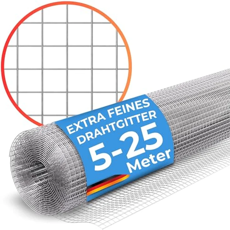KrapTrap Volierendraht Gitter, feuerverzinkt, 6x6 mm, 5m x 1m, Wühlmausgitter für Hochbeete und Nagerkäfige – Bild 1