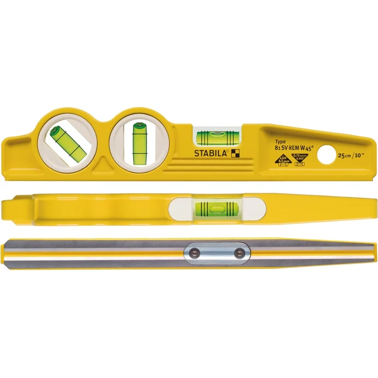 STABILA Magnet-Wasserwaage Type 81 SV REM W45 Torpedo mit Tasche, 25 cm, Alu-Gussprofil, Seltenerd-Magnetsystem, 1 Sechsring-Horizontal-/ 1 Vertikal-/ 45°-Winkel-Libelle, Made in Germany – Bild 6