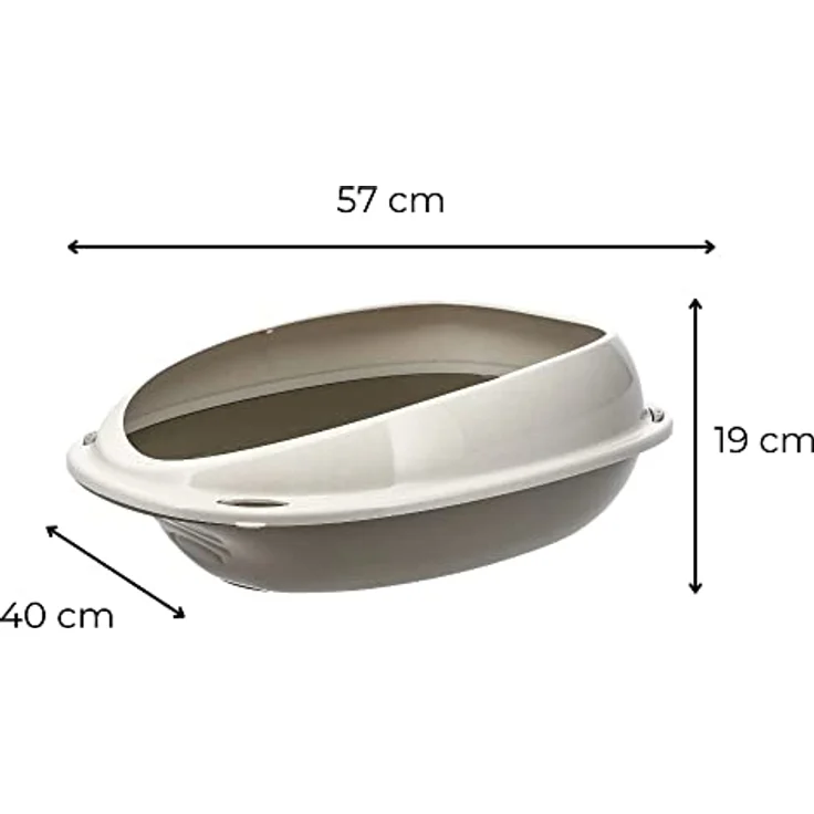GarPet Katzenklo ohne Deckel Katzentoilette mit Rand Katzen WC Schalentoilette 57x40x19 cm grau oval hygenisch – Bild 3