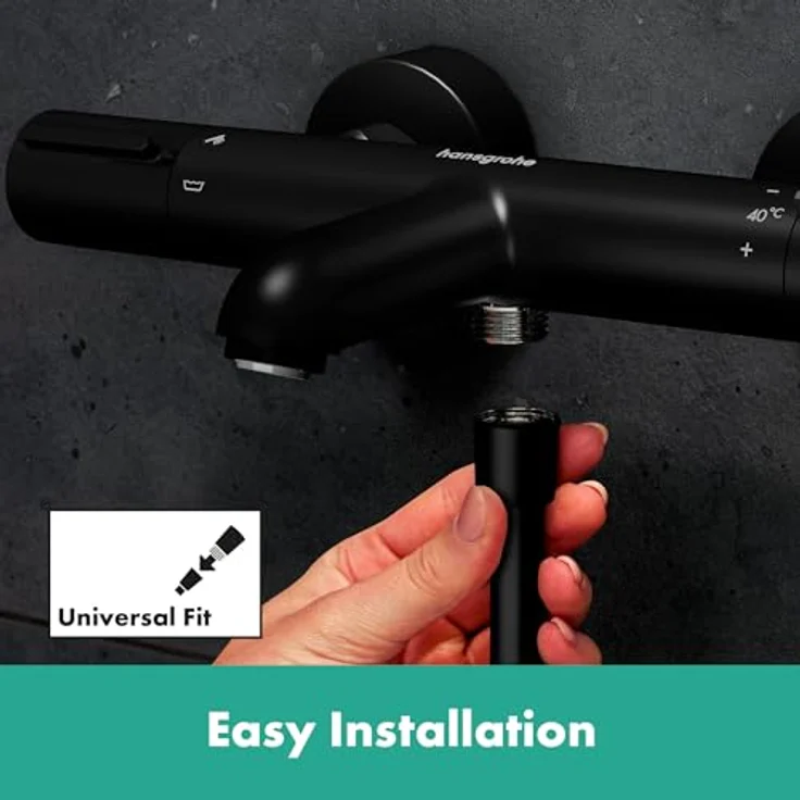 hansgrohe Ecostat Element, Wannenthermostat Aufputz mit Sicherheitssperre (SafetyStop) bei 40° C, Mischbatterie für 2 Verbraucher, Mattschwarz, 13347670 – Bild 2