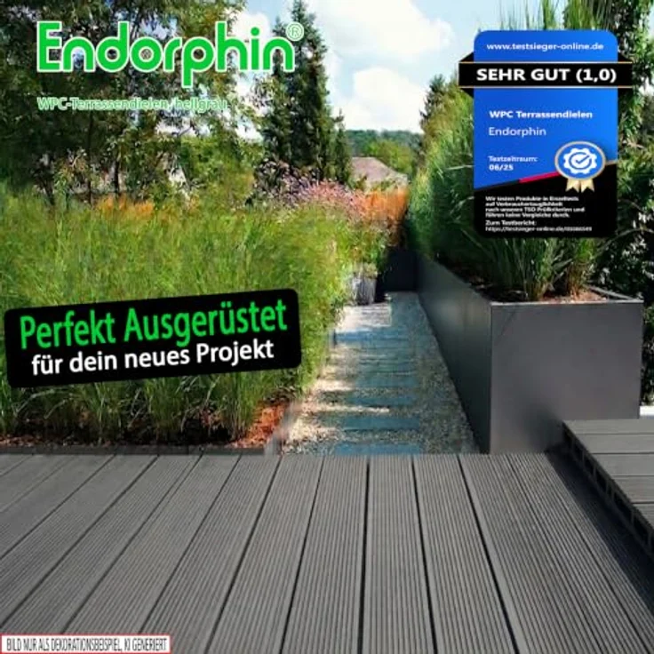 Endorphin Terrassendielen ® 8m² Hellgrau WPC, Komplettset mit rutschfester Oberfläche und pflegeleichter Reinigung – Bild 7