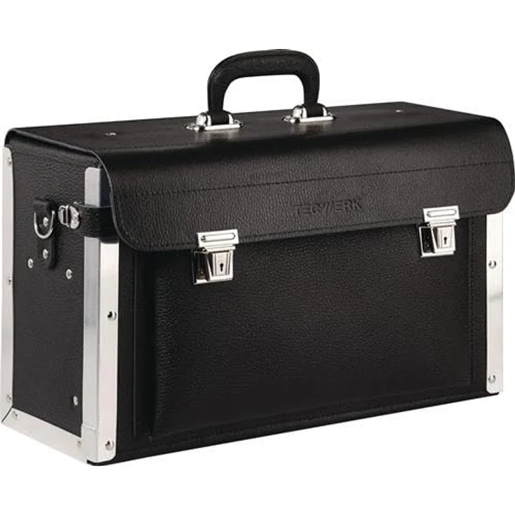 Tecwerk Werkzeugkoffer B430xT170xH280mm, 16 l, aus echtem Leder mit verstellbaren Werkzeughalterungen, stabiler Innenausstattung und aufklappbarer Vorderwand – Bild 2