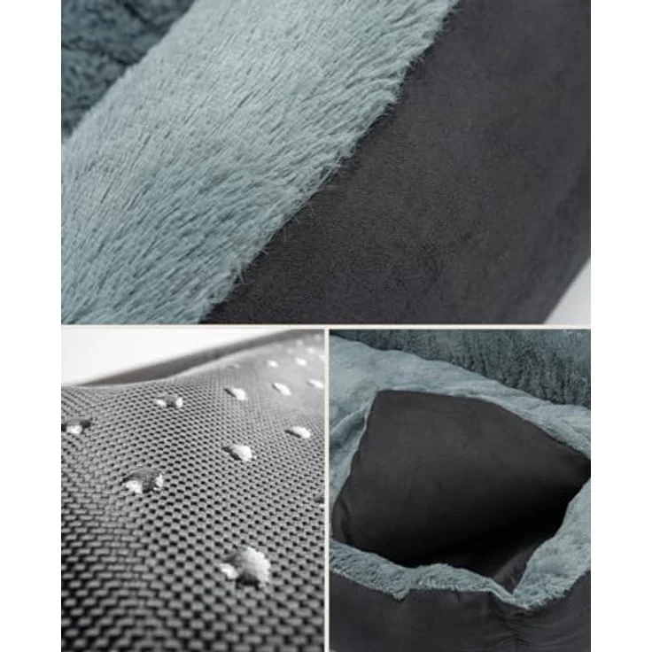 lionto Tierkissen Hundebett mit Wendekissen & Veloursbezug, grau/schwarz, 50 cm x 37 cm – Bild 3