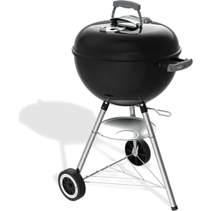 Weber Original Kettle Holzkohlegrill, 47 cm mit Porzellanemailliertem Deckel, One-Touch-Reinigungssystem und Deckelthermometer, schwarz – Bild 3