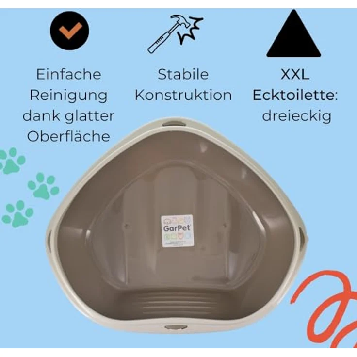 2X Katzenklo Ecke XXL Eck Katzentoilette mit Rand ohne Deckel Ecktoilette offen grau Katzen WC Doppelpack Sparpaket – Bild 4