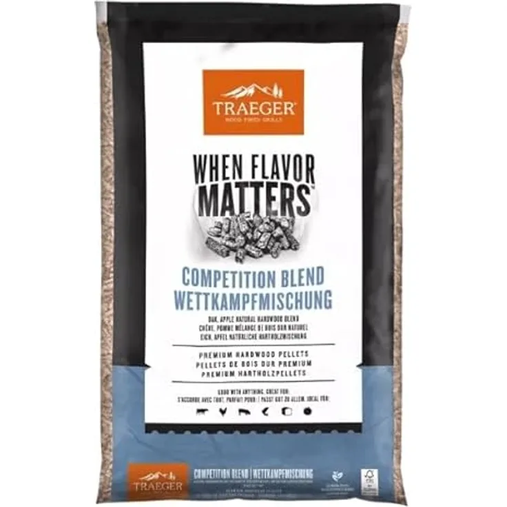 Traeger Competition Blend Pellets, 9 kg Holzpellets für Grill und BBQ, 100% natürlich, süsse und nussige Aromen