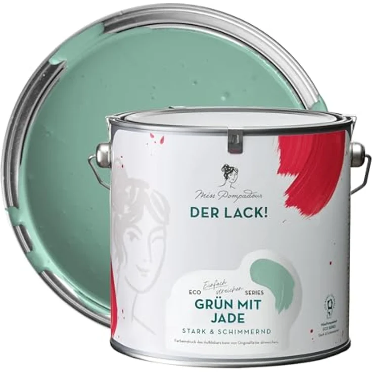 MissPompadour Holzfarbe Grün mit Jade, Seidenmatte Möbelfarbe 2,5L für Innen & Außen, witterungsbeständig, hohe Deckkraft, geruchsarm – Bild 1
