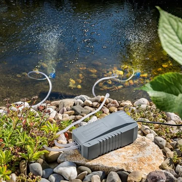 Esotec Solar Teichbelüfter Set 6/200 Duo, Sauerstoffpumpe mit LiFePO4 Akku, 200 l/h Luftleistung, Solarpanel 6W, inklusive Erdspieß – Bild 4