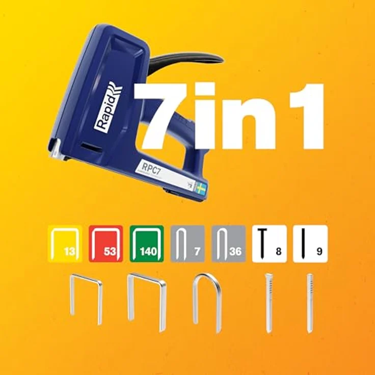 Rapid RPC7 Handtacker, vielseitiger Tacker für Feindrahtklammern, Flachdrahtklammern und Nägel, mit Powercurve-Technologie und 2-stufiger Schlagkraftregulierung – Bild 4