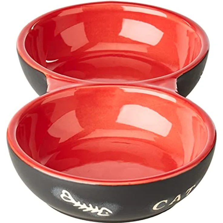 Nobby Katzen Keramik Doppelnapf "CAT" schwarz / rot 22 x 11,5 x 3,5 cm – Bild 4