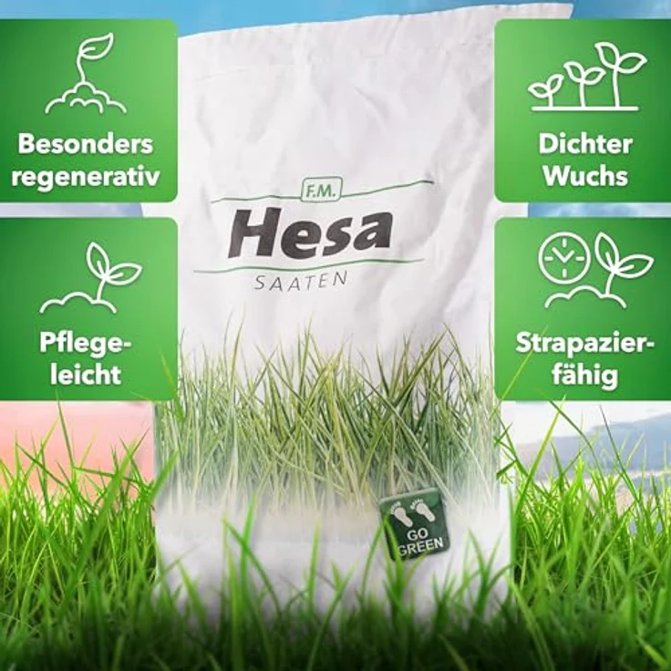 Hesa Gebrauchsrasen 5 kg für 200 m², Sport- und Spielrasen, schnellkeimende Premium Grassamen, strapazierfähig und robust in Profiqualität, RSM 2.3 – Bild 5