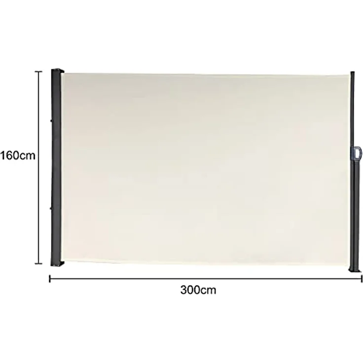 SVITA Seitenmarkise Kassetten-Rollo Sichtschutz Sonnenschutz Seitenrollo für Balkon Terrasse Garten 160x300cm Beige - Ausziehbarer Windschutz mit automatischer Aufrollfunktion – Bild 3