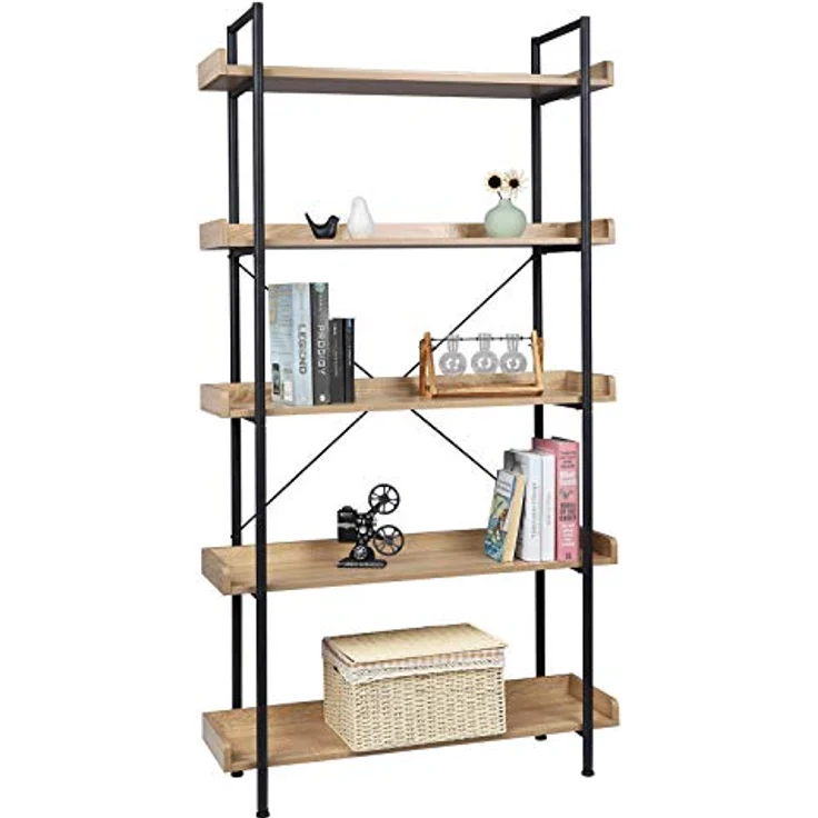 Standregal mit 5 Ablagen 91x25,5x173cm Eiche Hell – Bild 2