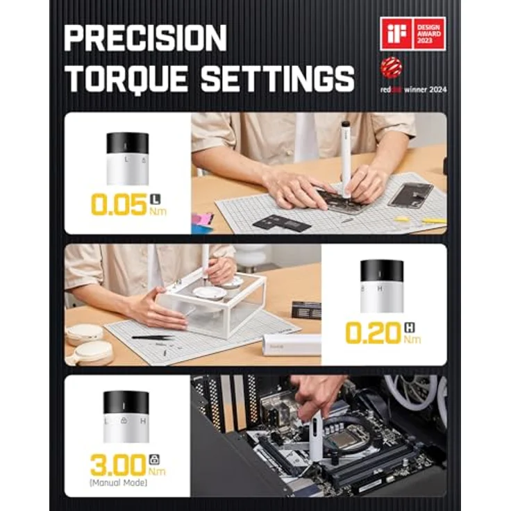 Fanttik E1 MAX Mini Elektro Schraubendreher Set, 50 in 1 Präzisionskit mit 2 Gängen Drehmoment, magnetischem Etui, Akku für iPhone, Laptop, Brillen, Uhren - Weiß – Bild 2