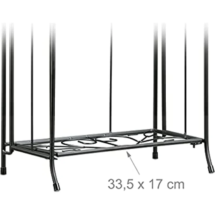 Relaxdays Blumenregal Metall 2-stöckig für Topfpflanzen, Balkon-Deko draußen, stehend HxBxT: 64,5 x 33,5 x 18cm, schwarz, antikes Design mit Herz und Blumenornamenten – Bild 5