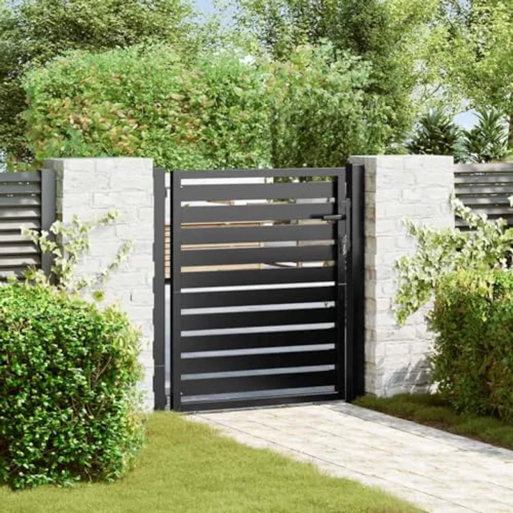 vidaXL Gartentor Abschließbar Schwarz 100x100 cm Aluminium – Bild 2