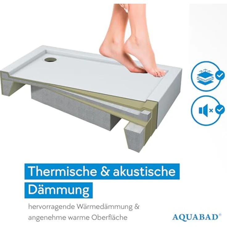 AQUABAD Forta Plus Duschwanne 90x90cm, Viertelkreis R55, Smooth White mit LeakProtect Technologie und Siphon Alcadran A49CR – Bild 7