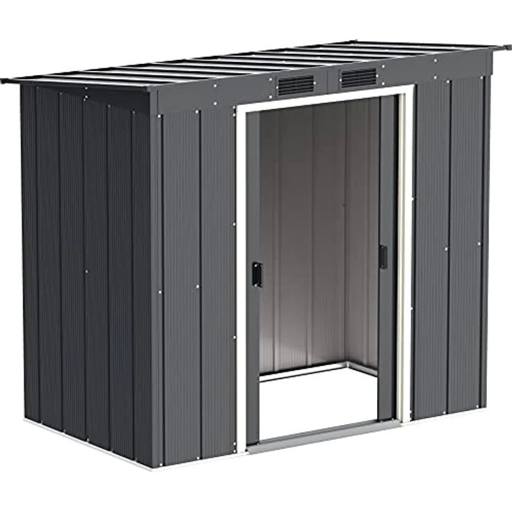 Duramax ECO 6 x 4 (2.17 m²) Metallgerätehaus mit Steildach, Gartenhaus aus feuerverzinktem Metall - Geräteschuppen, robuste und verstärkte Dachkonstruktion, wetterfester Metallschuppen, Anthrazit – Bild 3
