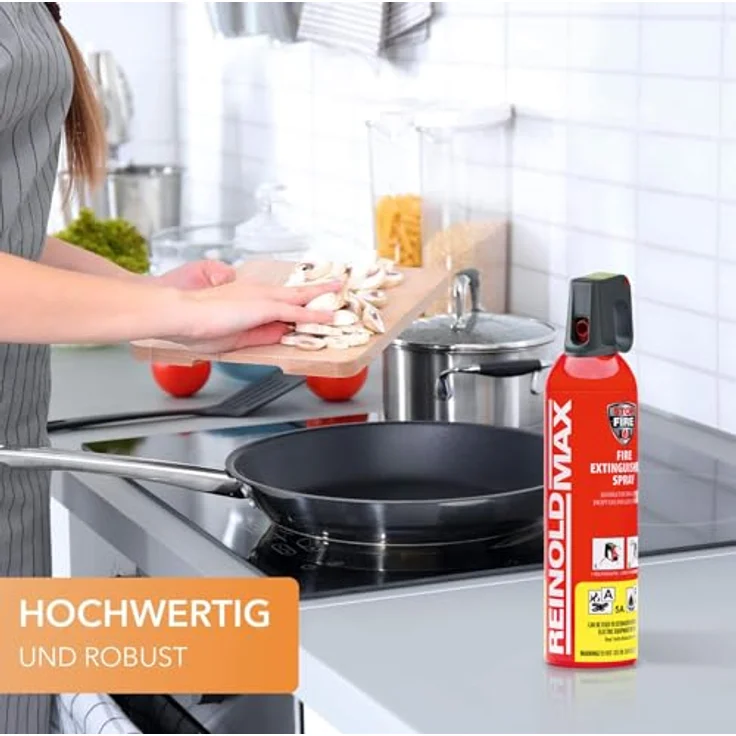 Xenotec Premium Feuerlöschspray Stopfire, 750ml, inkl. Wandhalter schwarz, wiederverwendbar, löscht Brände der Klassen A, B, E und F – Bild 3
