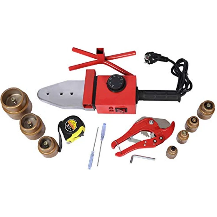 Wiltec PE-Rohr Schweißgerät 2000 W bis 300°C, inkl. 6 Heizdorne 16-63 mm, ergonomischer Griff, Metallkoffer – Bild 2