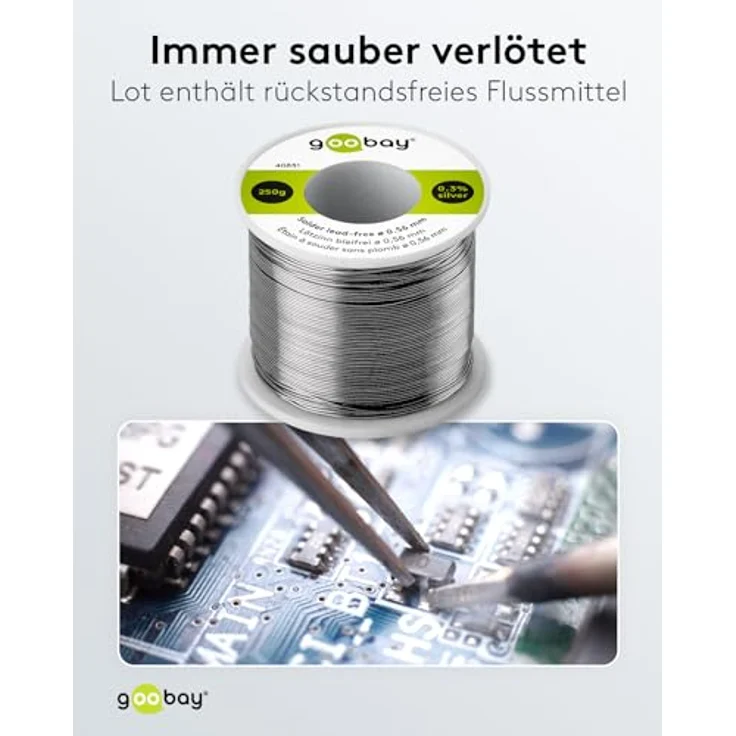 Goobay 40851 Lötzinn bleifrei, ø 0, 56 mm, 250 g Markenlötzinn mit einem Silberanteil (Ag) von 0, 3% - Preisvergleich – Bild 5