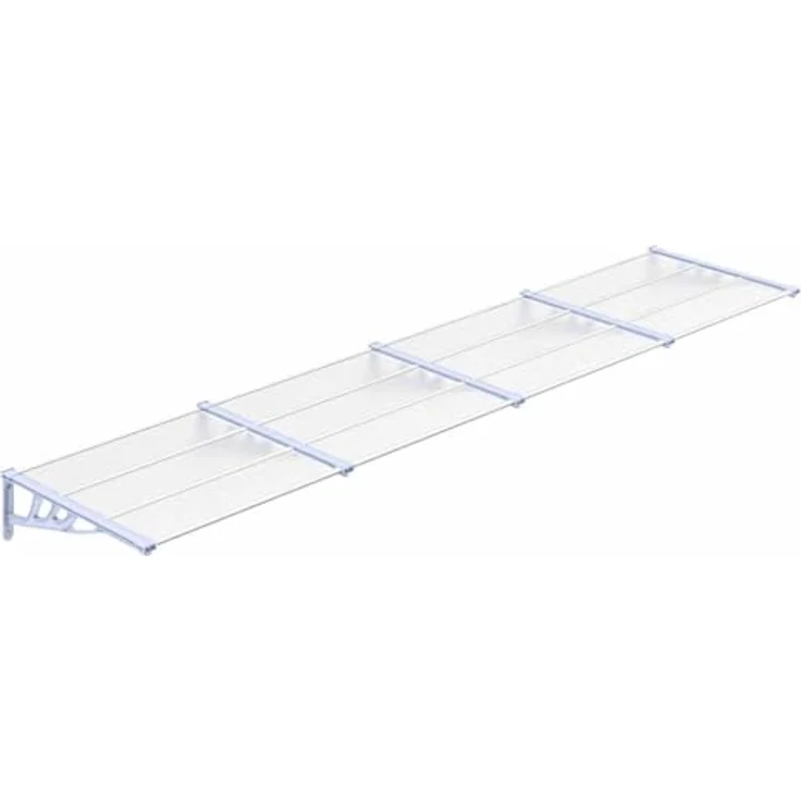 vidaXL Türvordach Grau und Transparent 396x90 cm Polycarbonat, wetterfest und korrosionsbeständig – Bild 2