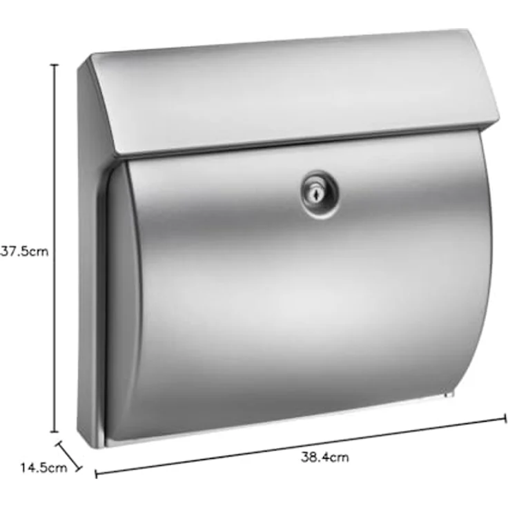 BURG-WÄCHTER Kompakter Briefkasten mit Öffnungsstopp, A4 Einwurf-Format, Vollkunststoff, Classico 4932 Si, Silber – Bild 4