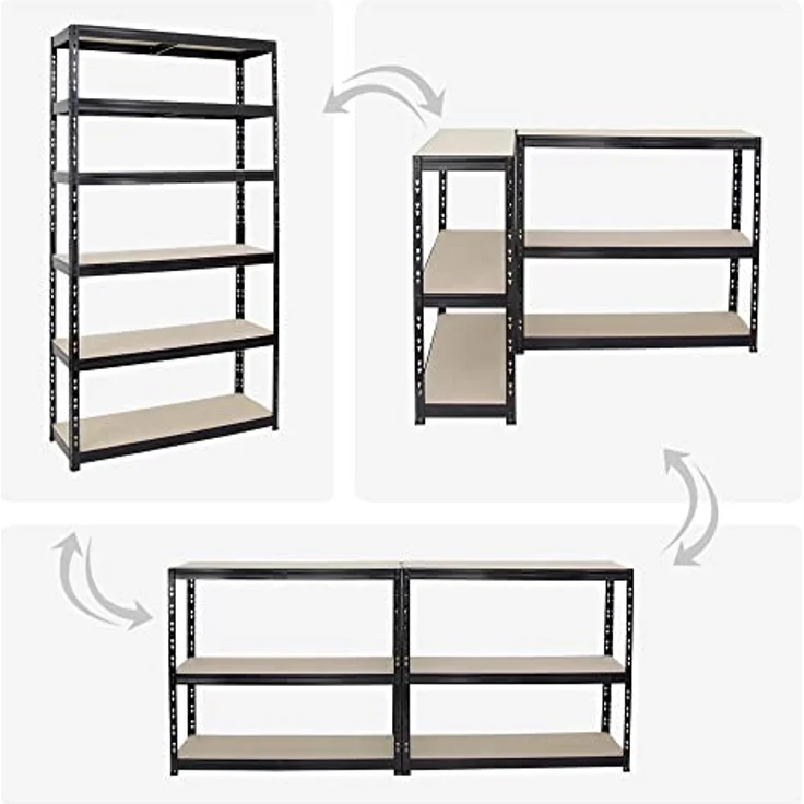 PROREGAL Schwerlastregal Giant Tiger XL, Schwarz, 220x120x60 cm, 6 Ebenen, Fachlast 265 kg, Gesamtlast 1590 kg, Made in EU – Bild 4