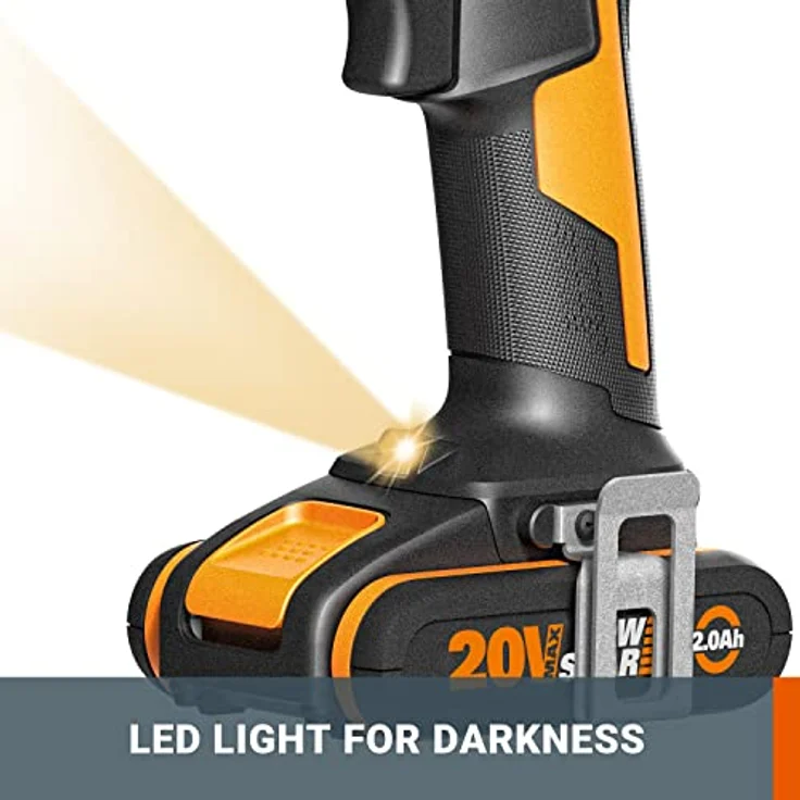 Worx Akku-Schlagbohrschrauber WX370, 20V, max. 1600 U/min, 2-Gang-Getriebe, Bohrstufe + Schlagfunktion, inkl. 2 Akkus & Ladegerät – Bild 5