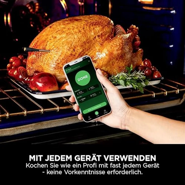Ninja ProChef Kabelloser Temperaturfühler/Bratenthermometer, 50m Bluetooth-Reichweite, 30h Batterielaufzeit, App-Verbunden, Hitzebeständig, Wasserdicht, WP100EU – Bild 2