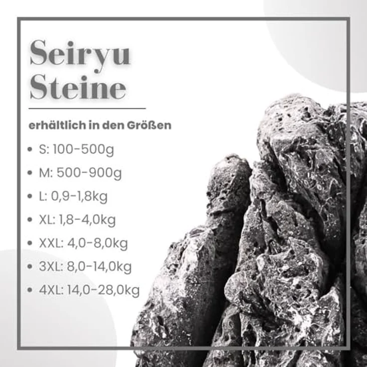 AquaOne Aquarium Steine Mini Landschaft Set I Natursteine Seiryu Mix I Steine Gr.M-XXL I Aquascaping Gestein I Felsen Dekoration I Pagode Rückwand Aquascape Deko grau (20 kg) – Bild 2