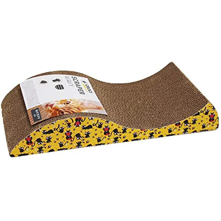 Croci Wavy - Kratzmatte für ausgewachsene, große und kleine Katzen, Matte mit Katzenberuhigungskratzer aus Karton und passendem Katzenminzenbeutel, Zubehör und Spiele für Haustiere zu Hause