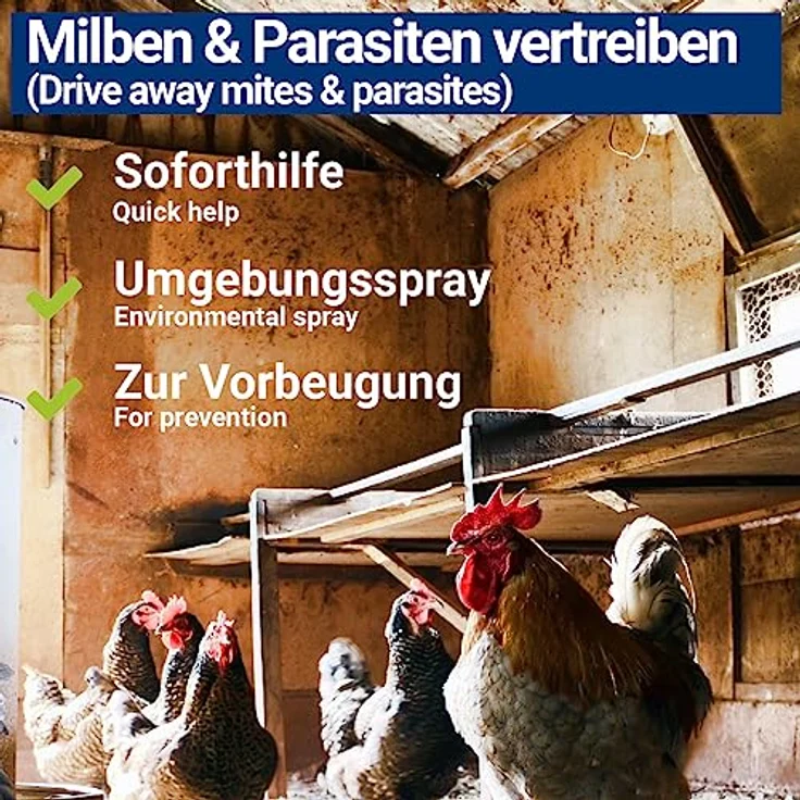 BMUT 1000ml Milbenspray für Geflügel, sofortiger und langfristiger Schutz gegen Parasiten, wasserbasierte Formel mit ätherischen Ölen, Made in Germany – Bild 3