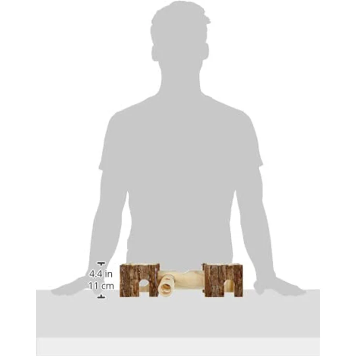 Kerbl Pet 82786 Hamsterburg mit Tunnel Nature 40 x 12 x 10 cm, Naturholz, Käfigzubehör/Hamsterhaus – Bild 2