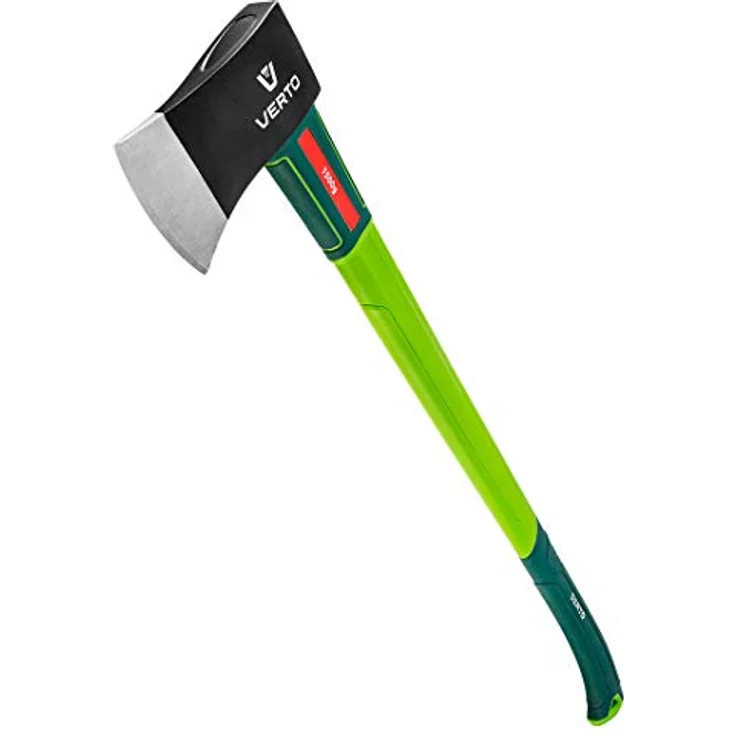 Verto Profi Axt 2500 g | Kopfplatte: 1500 g | Länge: 880 mm (35’’) | Fiberglasstiel Universalaxt Holzaxt Spaltbeil Spaltaxt Handbeil Forstbeil grün – Bild 1