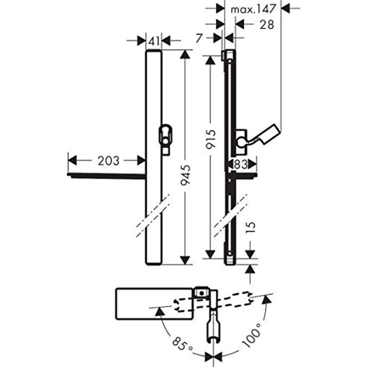 hansgrohe Unica E Brausegarnitur 27640400, mit verstellbarem Neigungswinkel und Sicherheitsglas Ablage - Preisvergleich – Bild 2