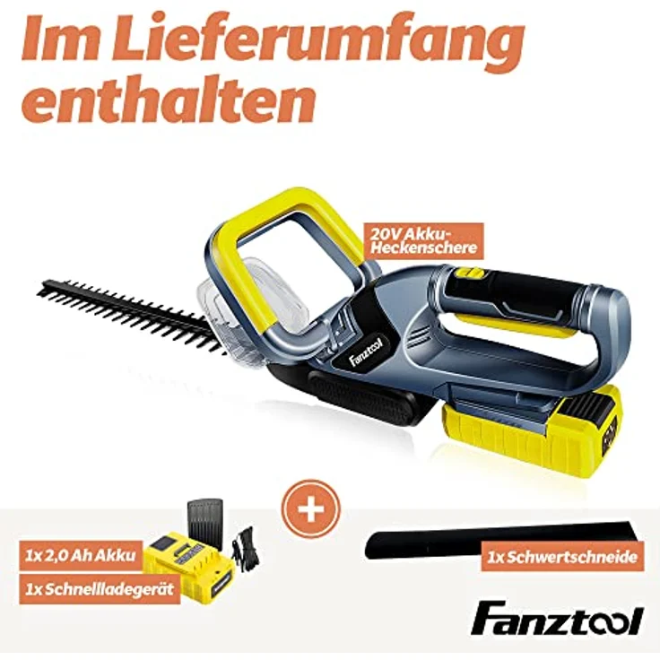 Heckenschere Akku Strauchschere Heckentrimmer, 20V-2Ah Akku mit Lasercut Messer – Bild 6