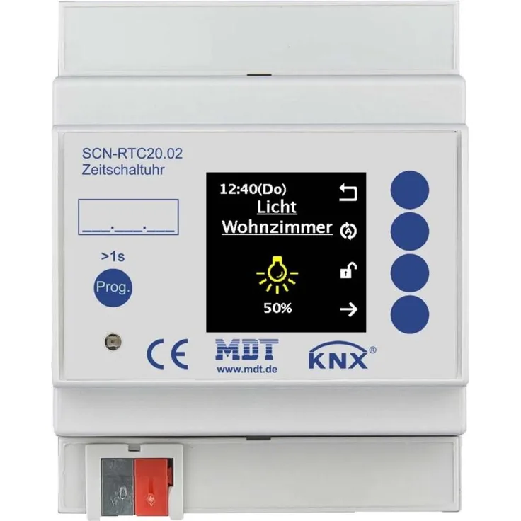 MDT SCN-RTC20.02, Zeitschaltuhr mit 20 Kanälen, Farbdisplay, 4TE, REG, Astroprogramm, Tages- und Wochenprogramm