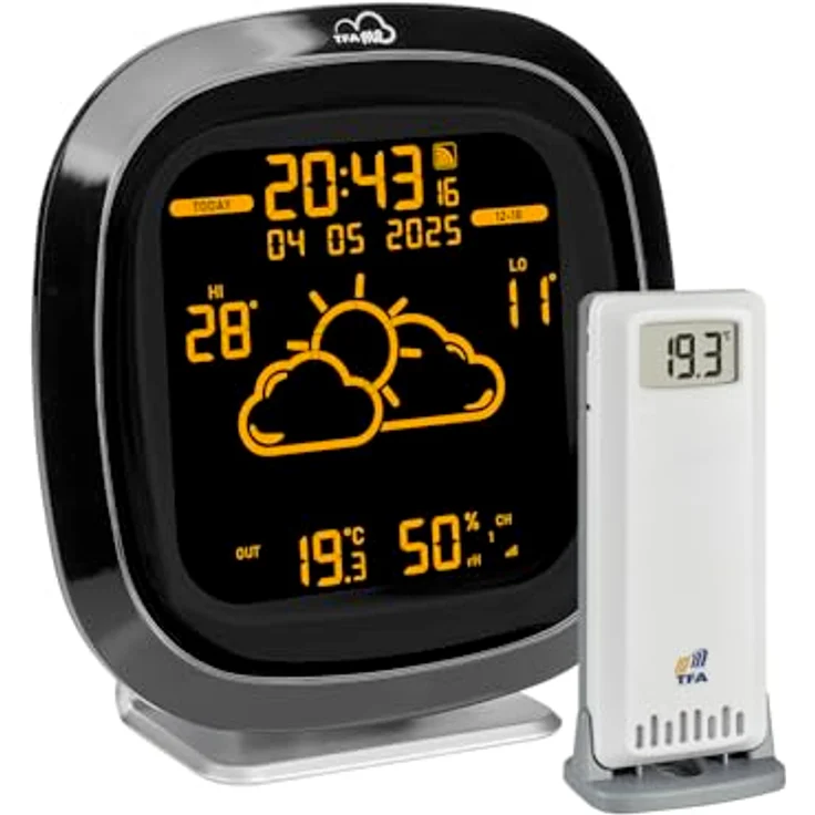 TFA TFAme 35.8102.01 WLAN Wetterstation, professionelle Wettervorhersage, invertiertes Display, Schwarz – Bild 1