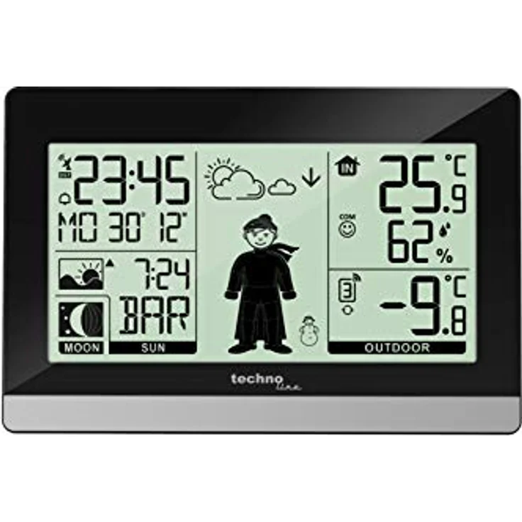 Technoline WS 9612, Wetterstation mit Innen- und Außentemperaturanzeige, Wettervorhersage und Weckalarm, Silber – Bild 3