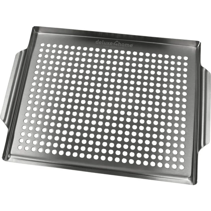 deluxe4home Grillplatte Grillschale Grillblech Edelstahl 40 x 30 cm I Für Grillgemüse & Fisch, Rostbeständig & Spülmaschinenfest - Preisvergleich – Bild 1