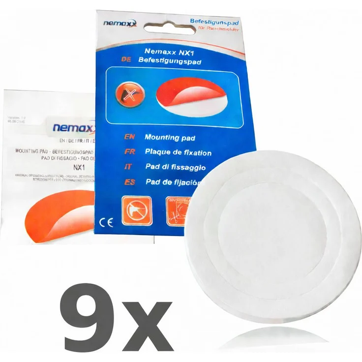 NEMAXX NX1 QuickFix Befestigungspad Ø 80 mm für Rauchmelder, Montage ohne Bohren an Decke/Wand