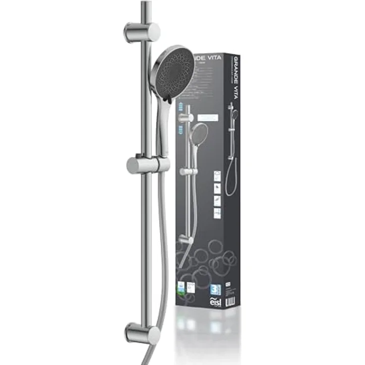 Eisl Stangenbrause-Set GRANDE VITA, 3 Strahlarten, höhenverstellbar, Antikalk, wassersparend, 90 cm