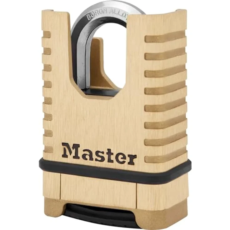 Master Lock Hochleistungs-Vorhängeschloss aus Massivmessing [geschlossener Bügel][Zahlenschloss] M1177EURD rostbeständig, sehr widerstandsfähig und wasserfest, messing – Bild 2