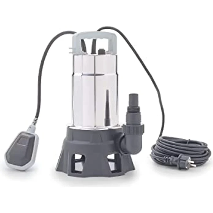 Pontec 87060 PondoDrain Mud 15000, grausilberne Entwässerungspumpe mit 500 W, für Baustellen, Teiche und Keller, Korngröße 25 mm, 230 V – Bild 1