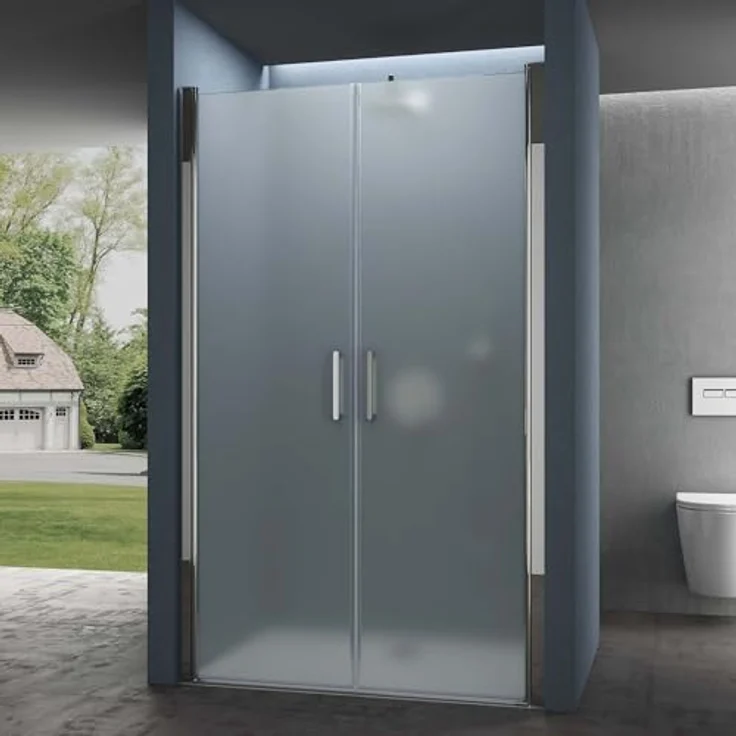 doporro Nischentür T24VS, Duschabtrennung 90cm mit ESG-Sicherheitsglas satiniert, Drehtür mit Hebe- und Senkmechanismus, 195cm hoch – Bild 1