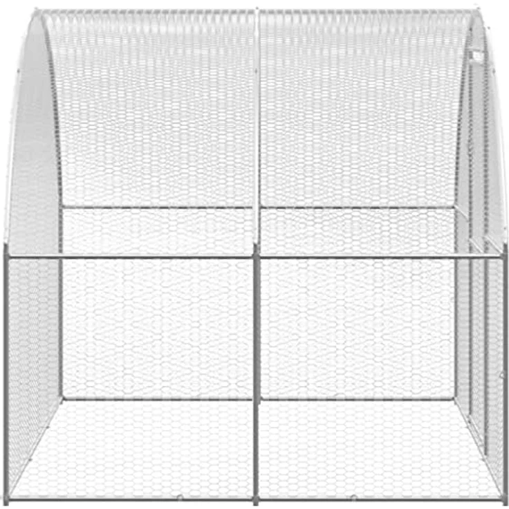 vidaXL Hühnerstall, Outdoor-Hühnerstall aus verzinktem Stahl, 3x4x2 m mit wasserfestem Dach, silber/silbergrau – Bild 7